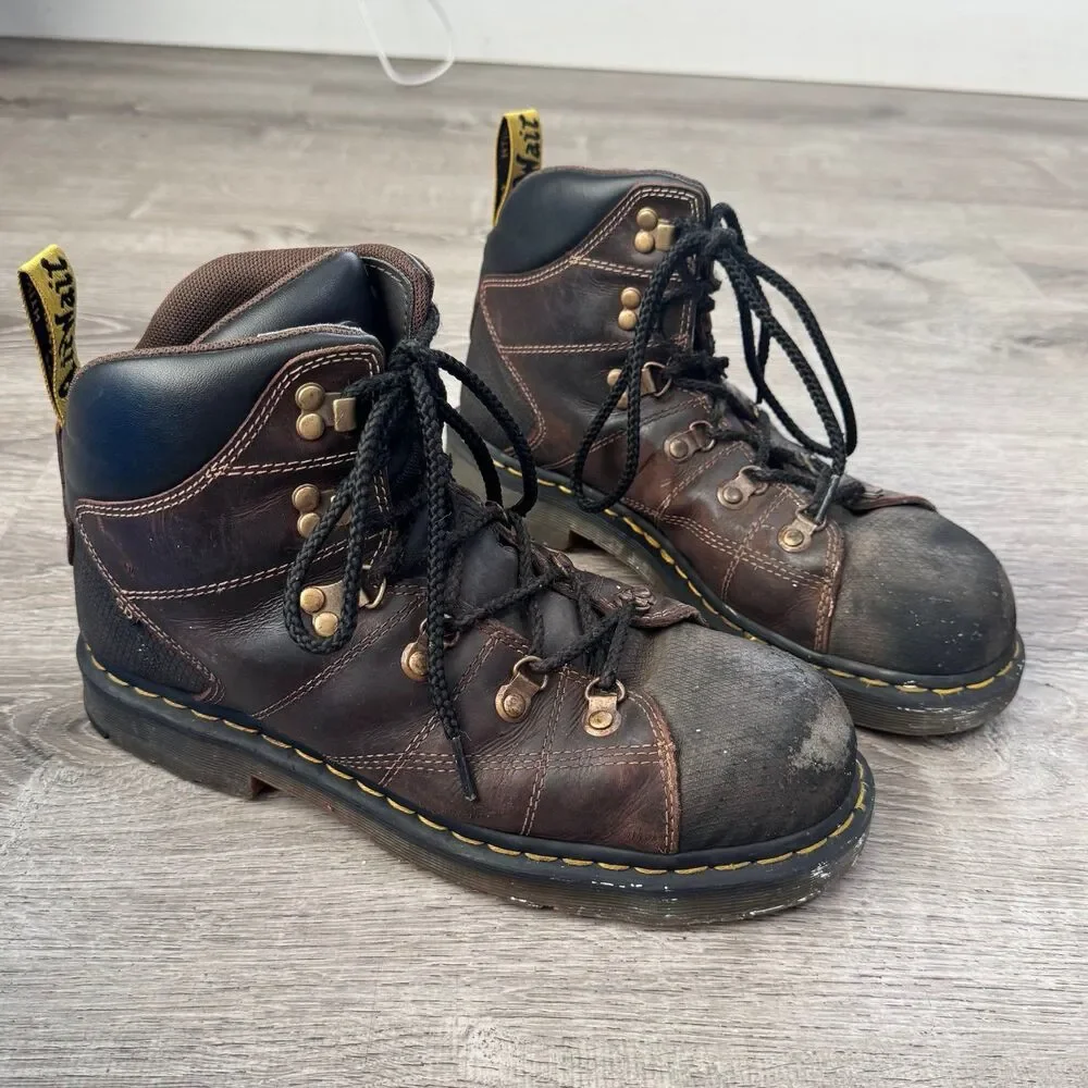 Dr. Martens Rawston SD Brown Leather Lace Up Steel Toe Combat Work Boots Mens 10